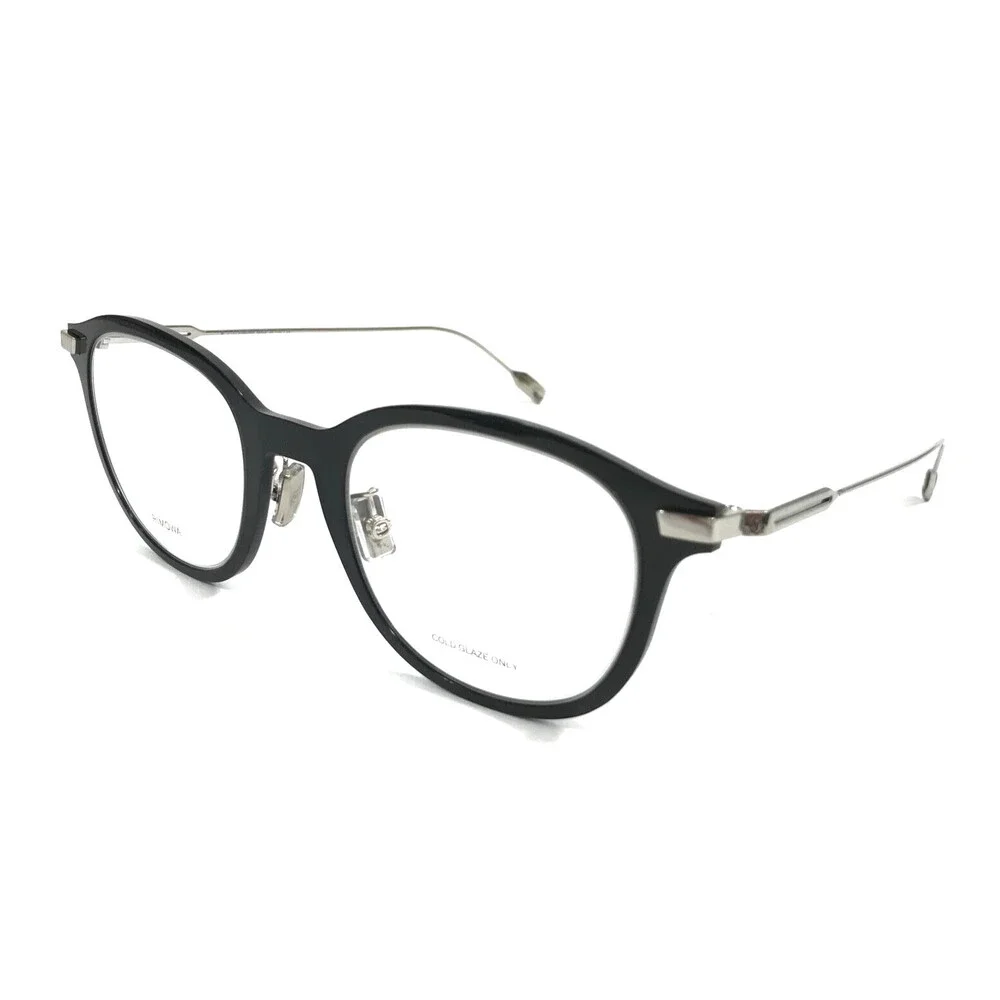 Rimowa Eyeglasses Frames RW50001U 001 Black Silver Round Full Rim 50-23-150